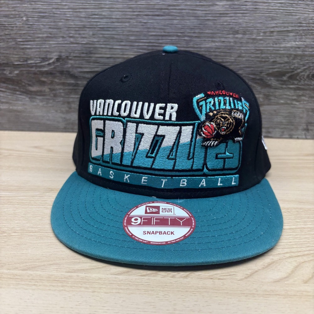 Vancouver Grizzlies Hat Cap Snap Back Mens One Size Black Teal NBA Basketball